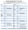 Calendar for April to December 2011