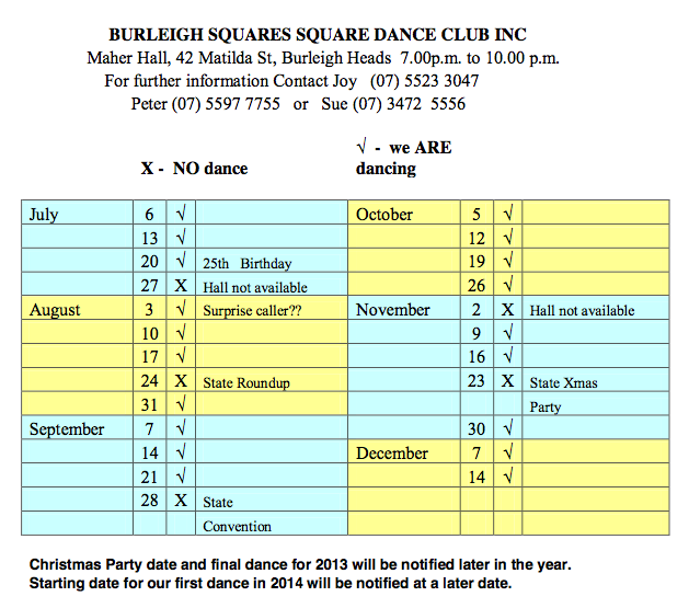 Calendar Jul-Dec 2013