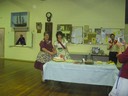 Maria and Jane cutting the cake